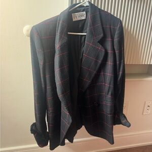 Gianfranco Ferre Black Blazer with Red Check Pattern
